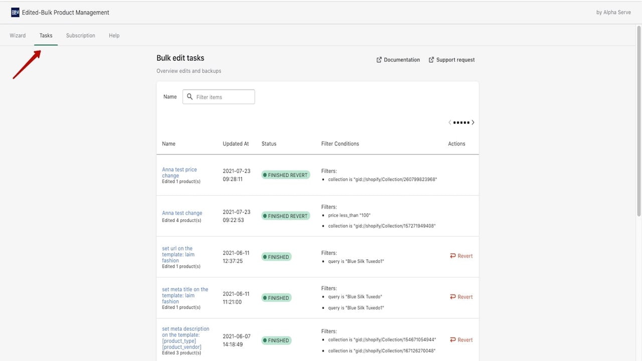 All edit tasks
