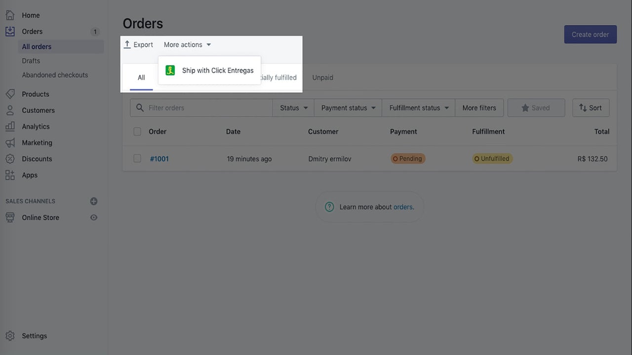 Order delivery right from Shopify app