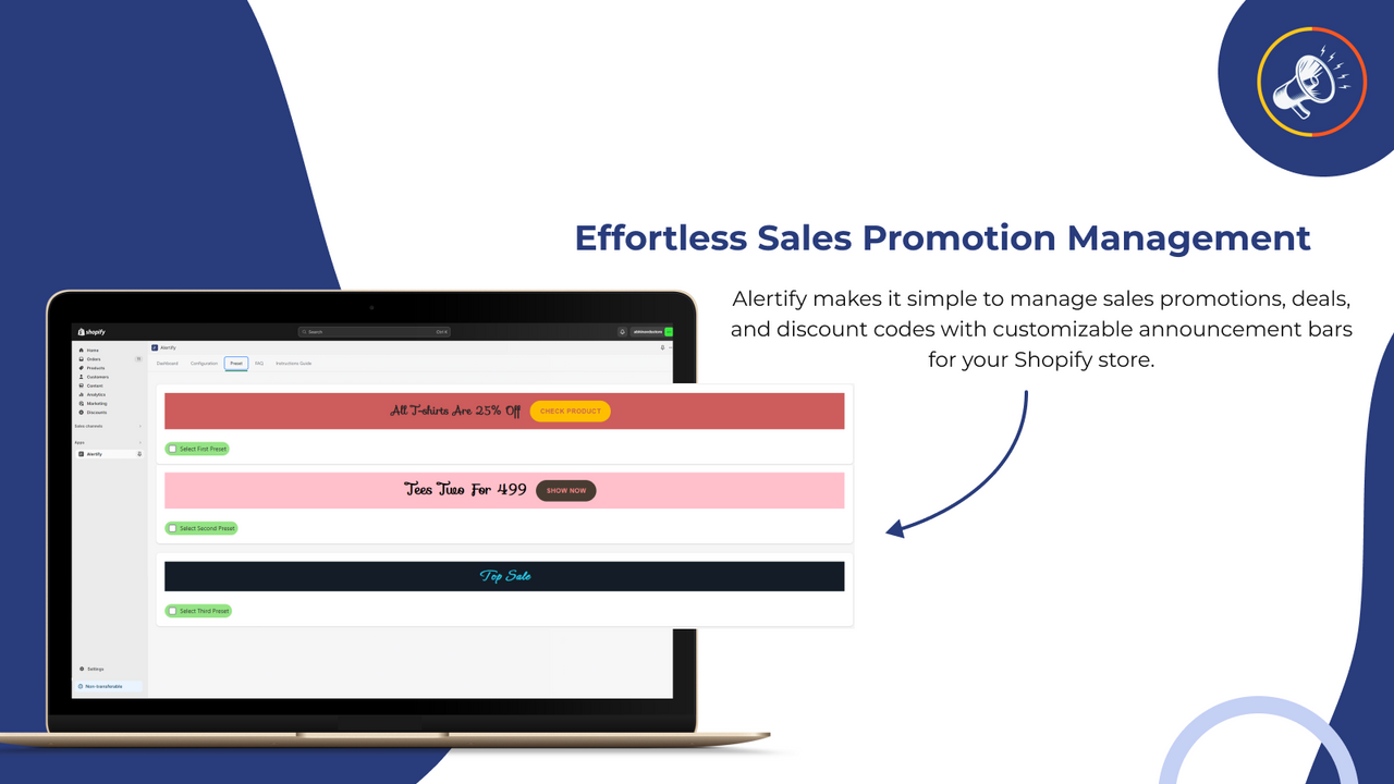 Preset tabs