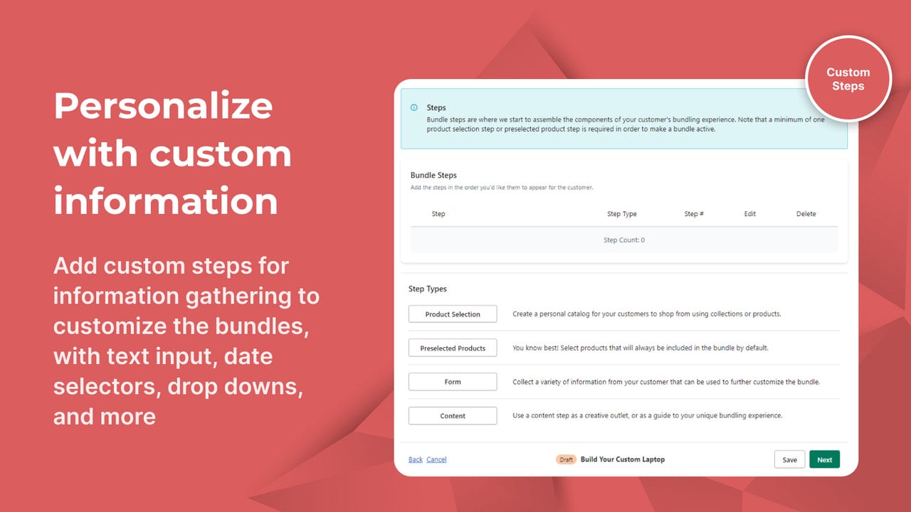 Personalize with custom information