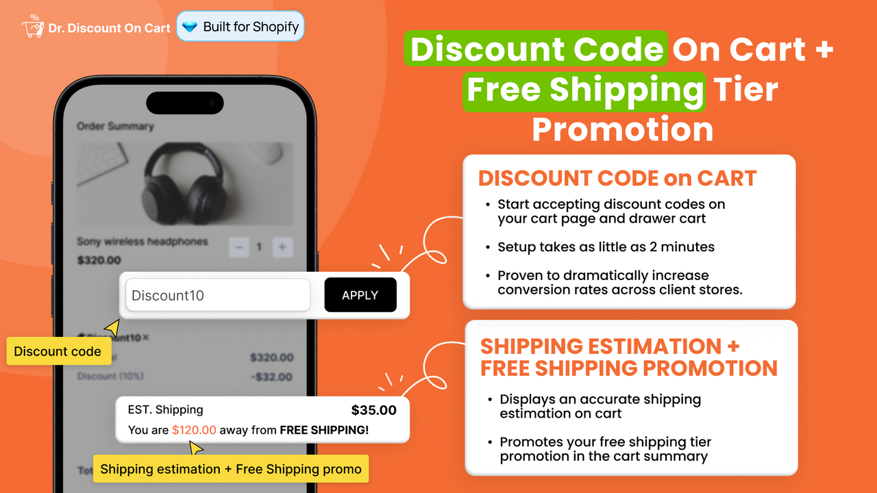 Discount Code In Cart + Free Shipping Tier Promotion