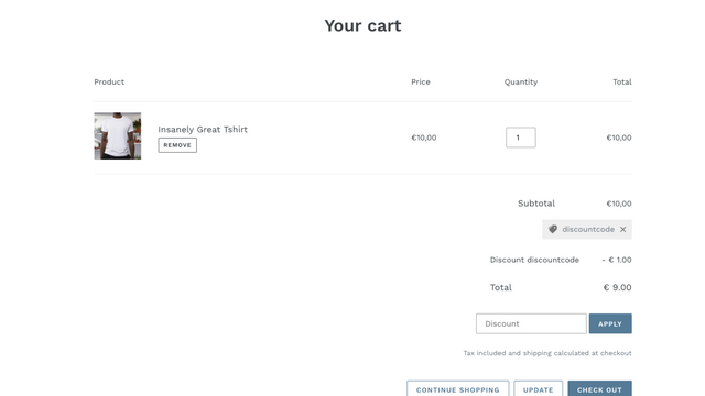 Dcode ‑ Discount codes in Cart