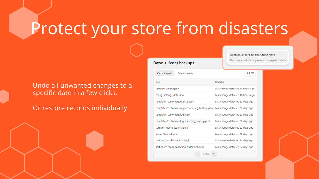Undo all unwanted changes to a specific date in a few clicks.