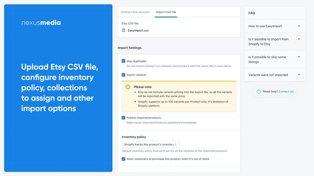 Easy:Import ‑ Etsy Import