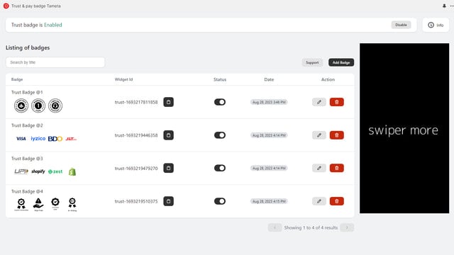 Trust & Pay badge Tameta