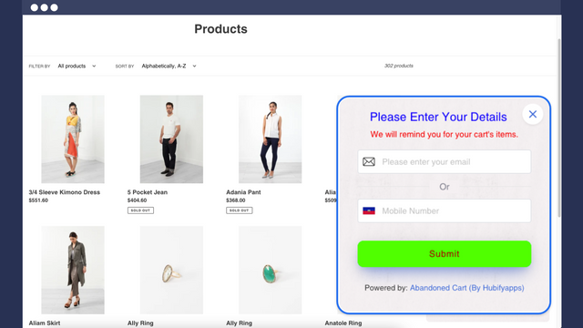 Hubify Abandoned Cart Reminder