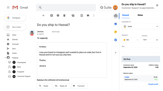 Keeping ‑ Helpdesk for Gmail