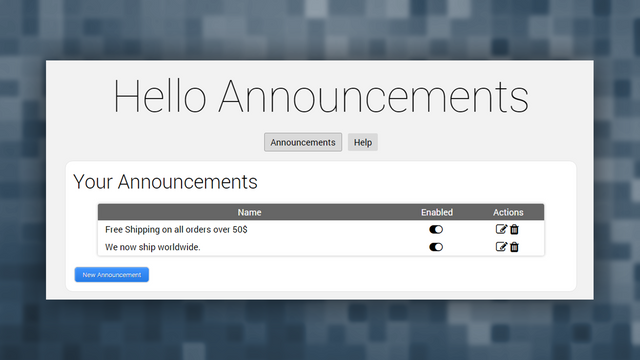 Hello Announcements