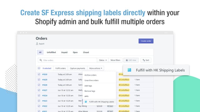 HK Shipping Labels: SF Express