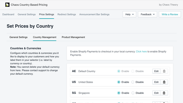 Chaos Country Based Pricing