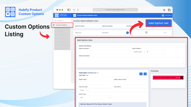 Hubify Product Custom Options