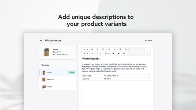 Variant editor