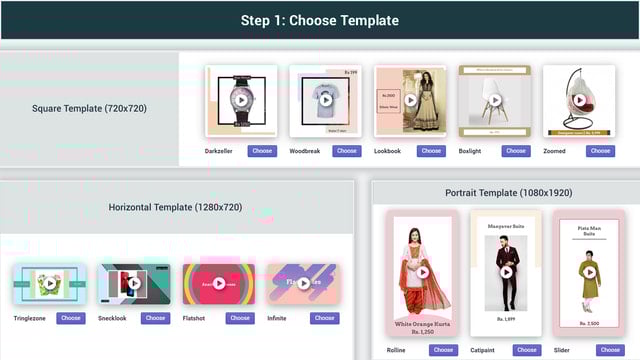 choose template from pre built video templates