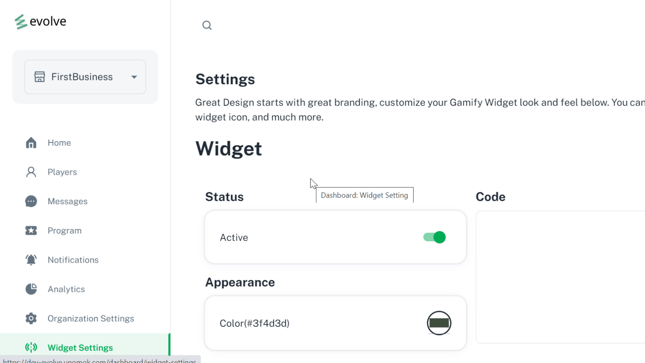 Widget settings