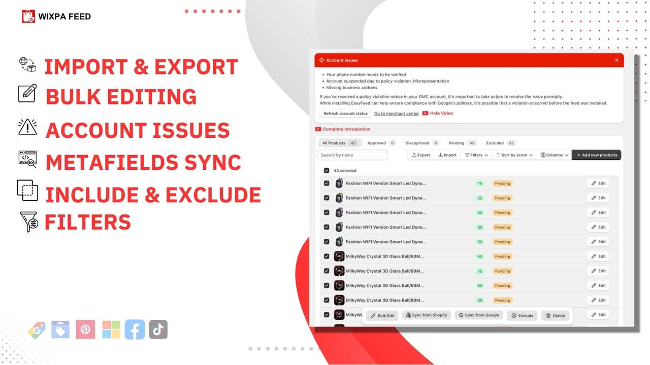 wixpa google feed shopify