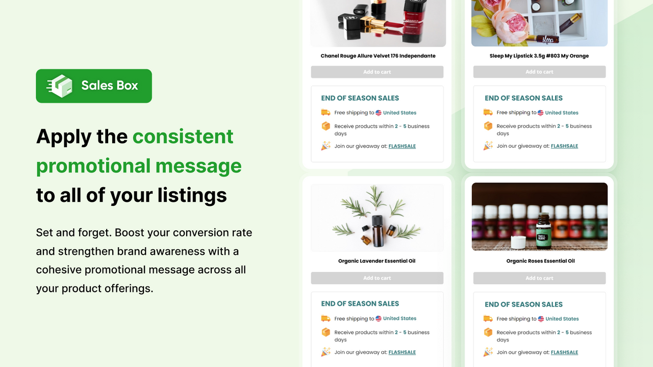 Setup default offer message to all products with Sales Box