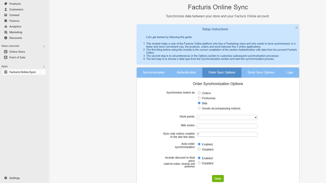 Facturis Online Sync