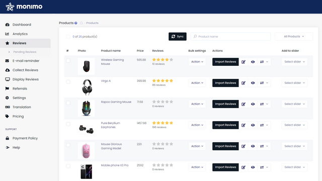 Monimo: Product reviews app