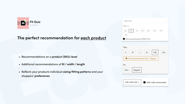 Fit Quiz: Size recommendation