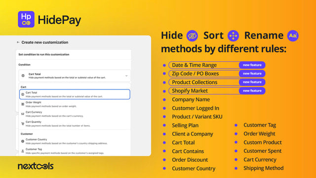 HidePay: Hide Payment Methods