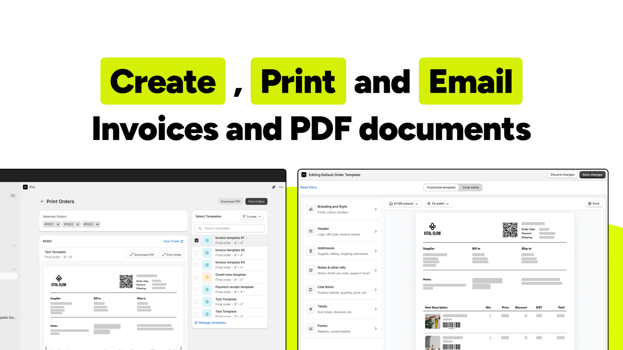 Pixi PDF Invoice Order Printer