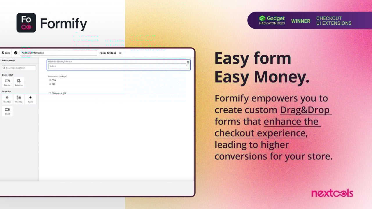 Formify: create custom form in check out