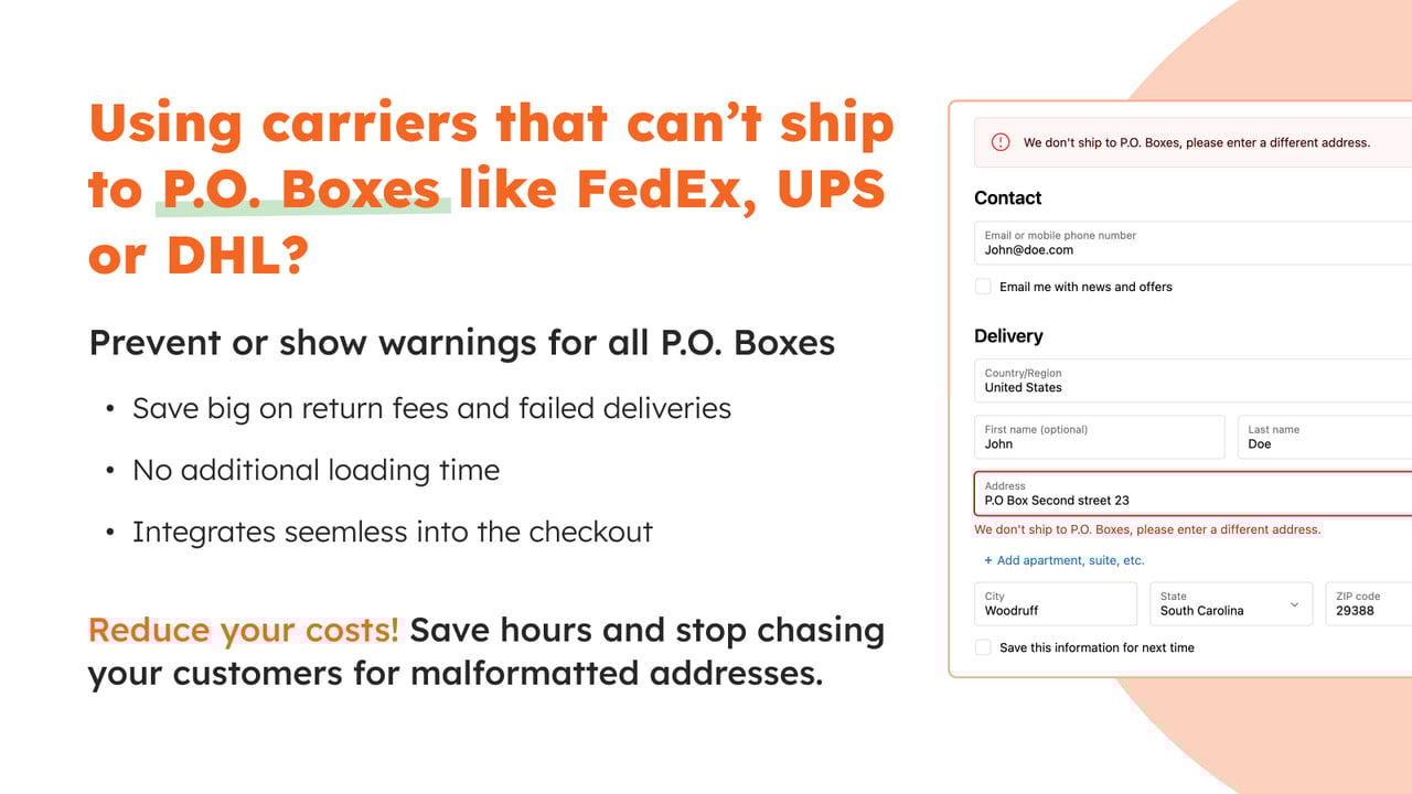 po box benefits - checkout validation