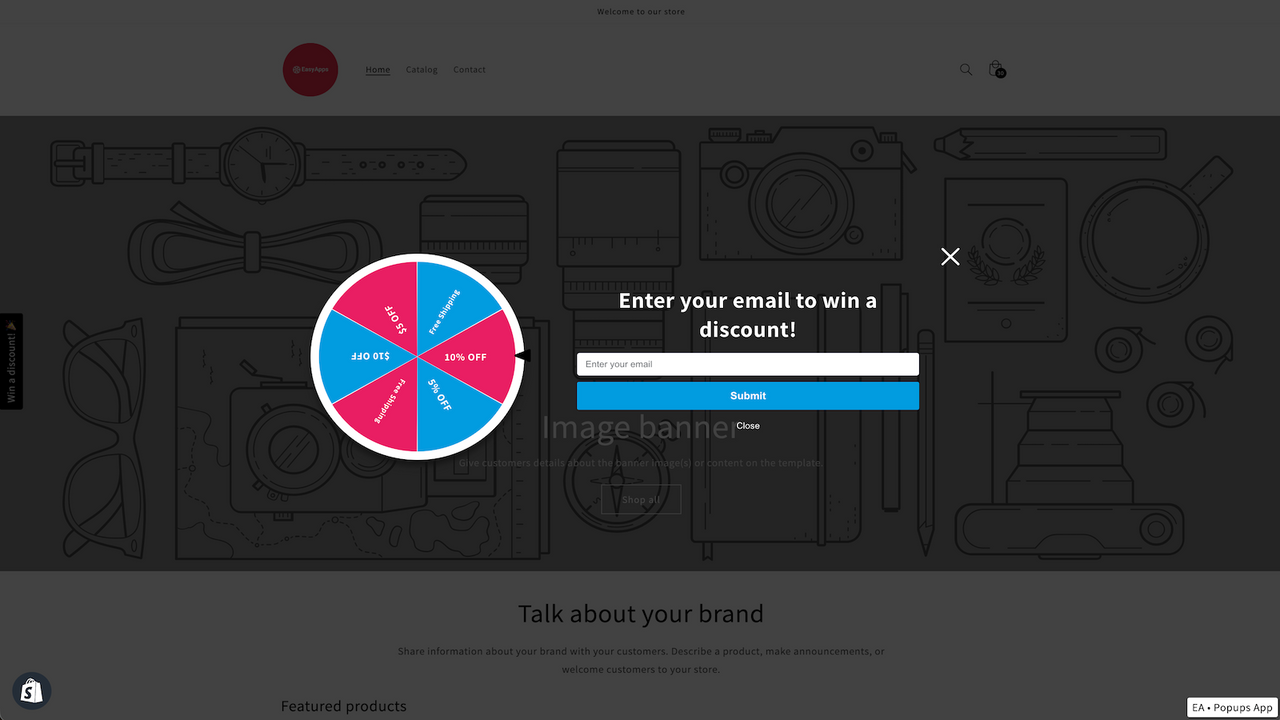 Example of how the Spin the Wheel looks on a store