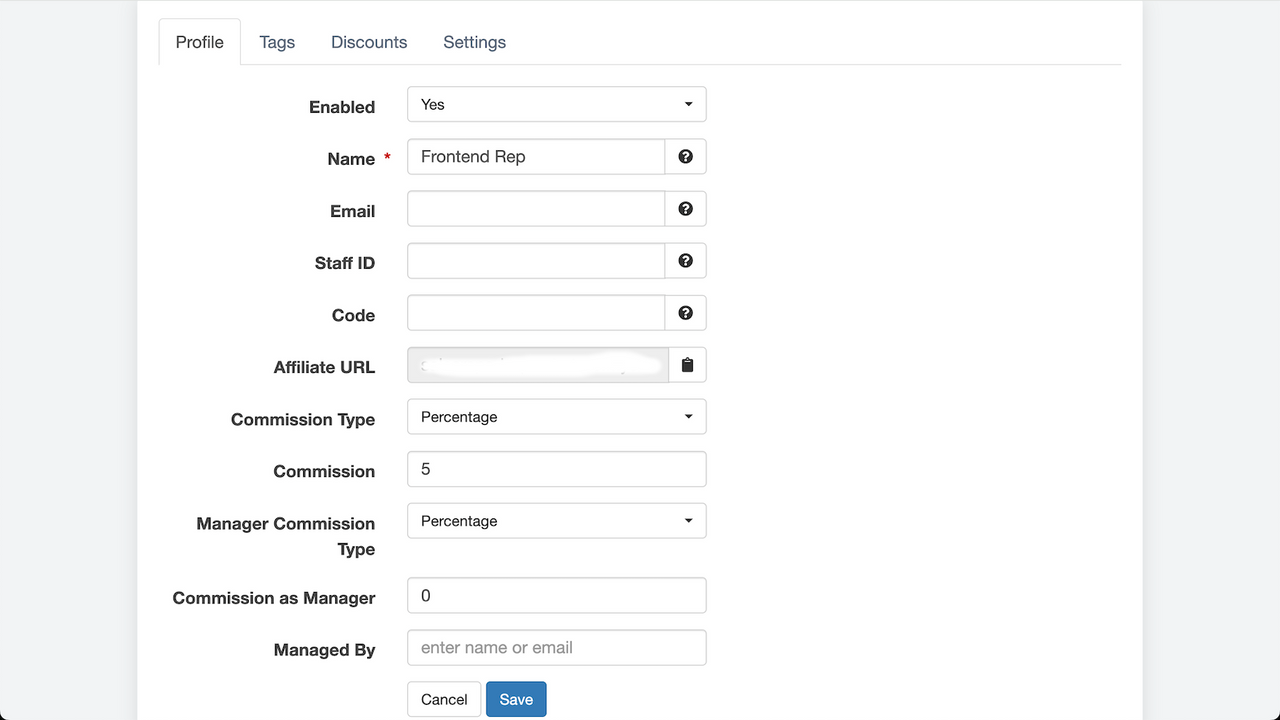 Manage Representative