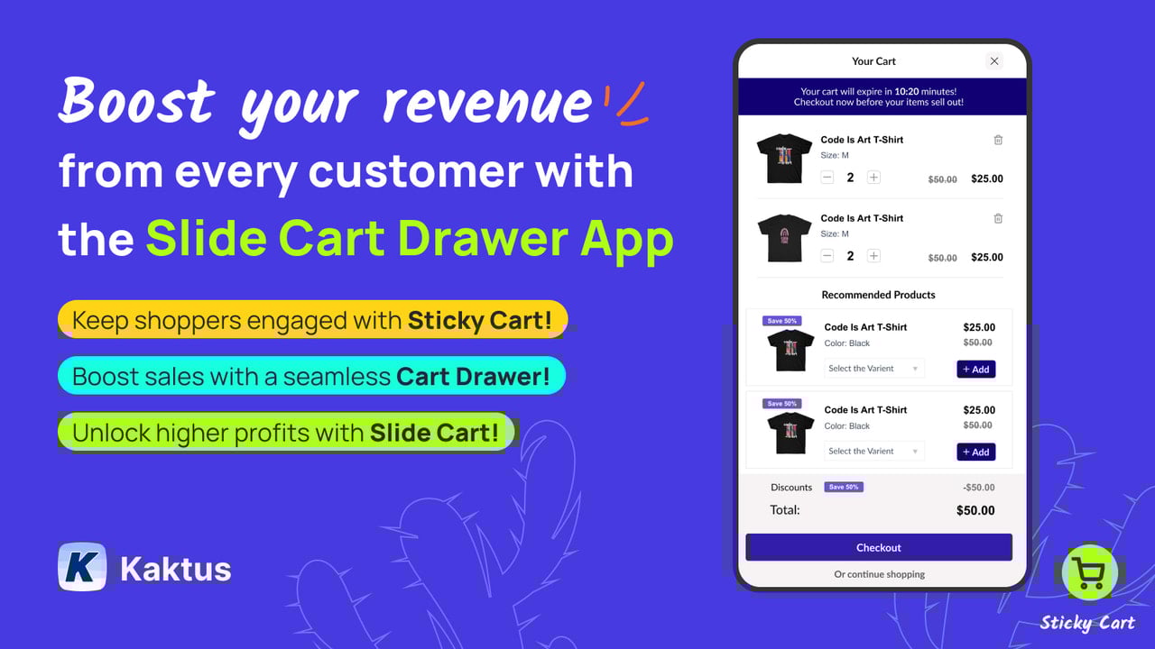 Sticky Cart: Slide Cart Drawer